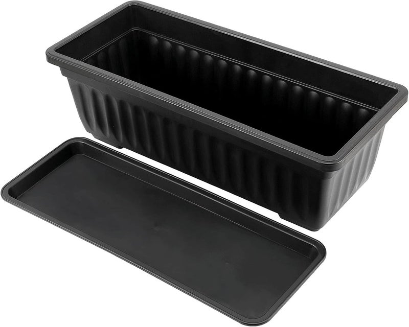 JOIKIT 17 Inches Black Plastic Planter Box, 6 Packs, Good Drainage, Indoor Outdoor Usage, for Garden, Windowsill, Patio, Balcony - Image 5